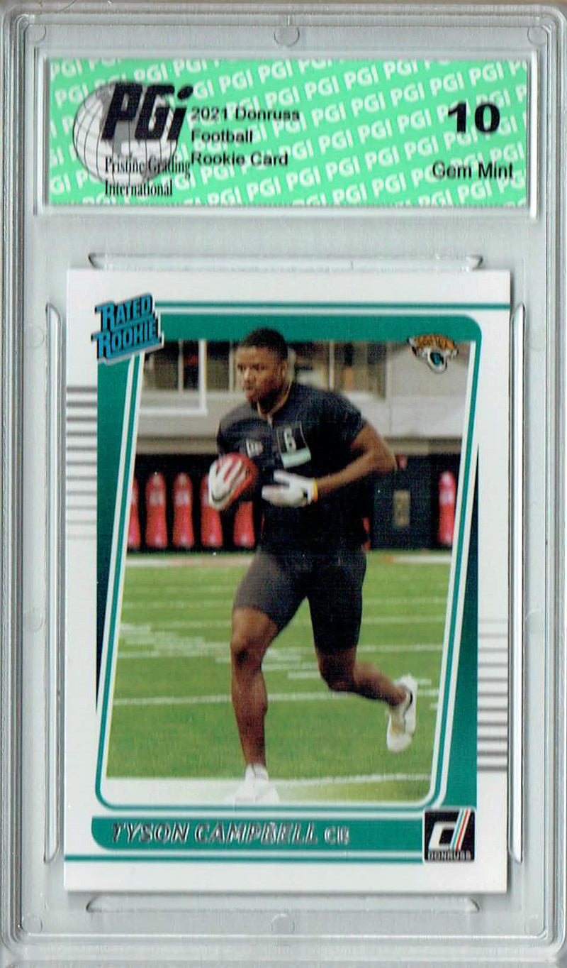 Tyson Campbell 2021 Donruss Football #347 Gem Mint Rookie Card PGI 10