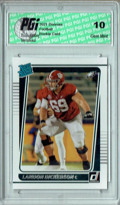 Landon Dickerson 2021 Donruss Football #305 Gem Mint Rookie Card PGI 10