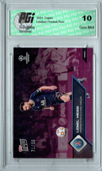 Lionel Messi 2021 Topps Now #47 Purple SP #71/99 Rare Trading Card PGI 10