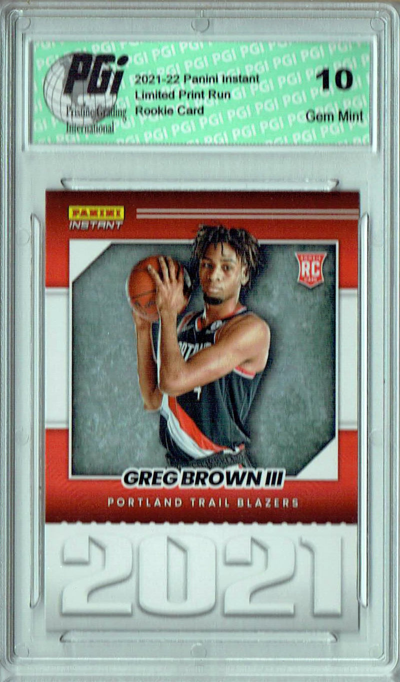 Greg Brown III 2021 Panini Instant #YO-34 Year One 1/387 Made Rookie Card PGI 10