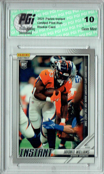 Javonte Williams 2021 Panini Instant #91 Only 187 Ever Made! Rookie Card PGI 10