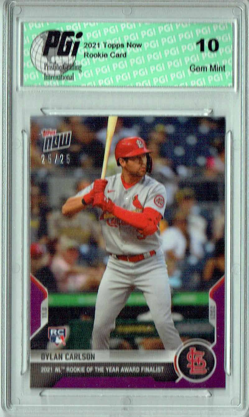 Dylan Carlson 2021 Topps Now #OS-07 Purple SP, #25/25 Made! Rookie Card PGI 10