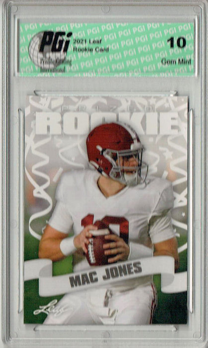 Mac Jones 2021 Leaf Prized Rookie #07 Gem Mint Patriots Rookie Card PGI 10