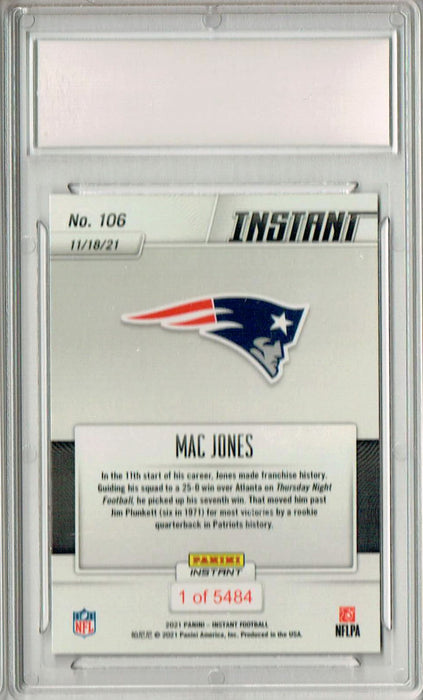 Mac Jones 2021 Panini Instant #106 Patriots 1 of 5484 Made! Rookie Card PGI 10