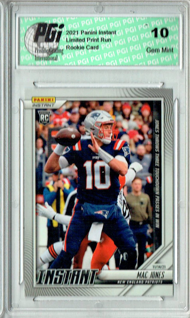 Mac Jones 2021 Panini Instant #100 Tiny Print Run: 1 of 1683 Rookie Card PGI 10