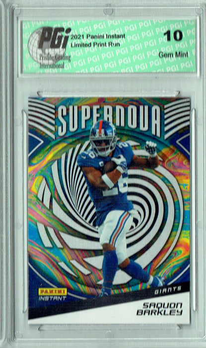 Saquon Barkley 2021 Panini Instant #S17 Supernova 1/3357 Made Giants Card PGI 10