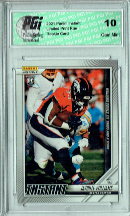 Javonte Williams 2021 Panini Instant #120 Print Run: 1/159 Rookie Card PGI 10