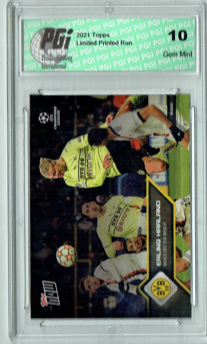 Erling Haaland 2021 Topps Now #95 Print Run: 1176 Rare Trading Card PGI 10