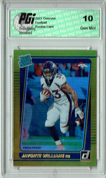 Javonte Williams 2021 Donruss Football #275 Gold Holo SP Rookie Card PGI 10