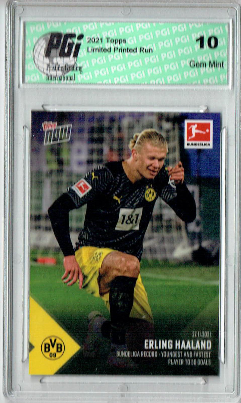 Erling Haaland 2021 Topps Now #83 Print Run: 5,816 Rare Trading Card PGI 10
