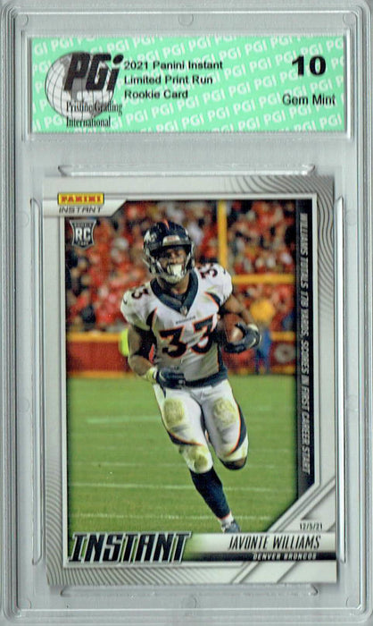 Javonte Williams 2021 Panini Instant #129 Print Run: 1 of 271 Rookie Card PGI 10