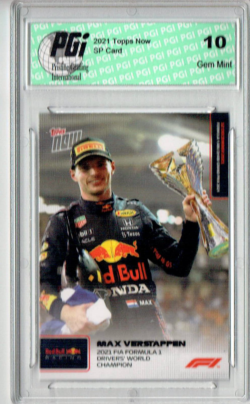 Max Verstappen 2021 Topps Now #80 F1 Champion! Rare Red Bull Trading Card PGI 10