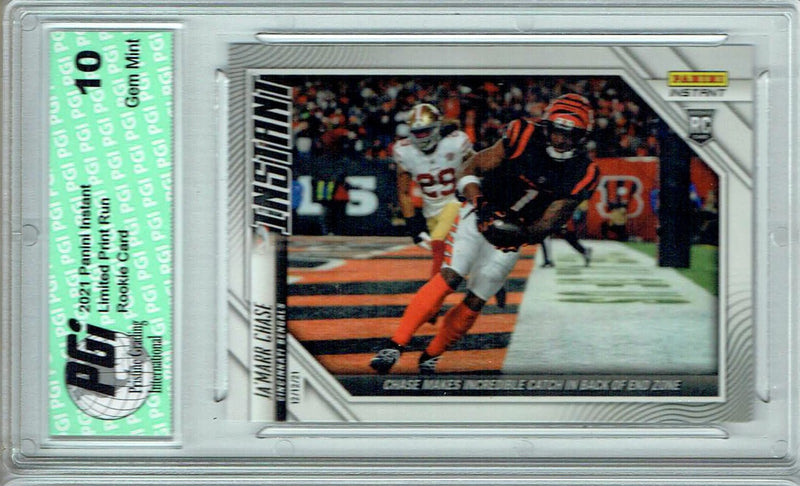 Ja'Marr Chase 2021 Panini Instant #137 Tiny Print Run 1/308 Rookie Card PGI 10