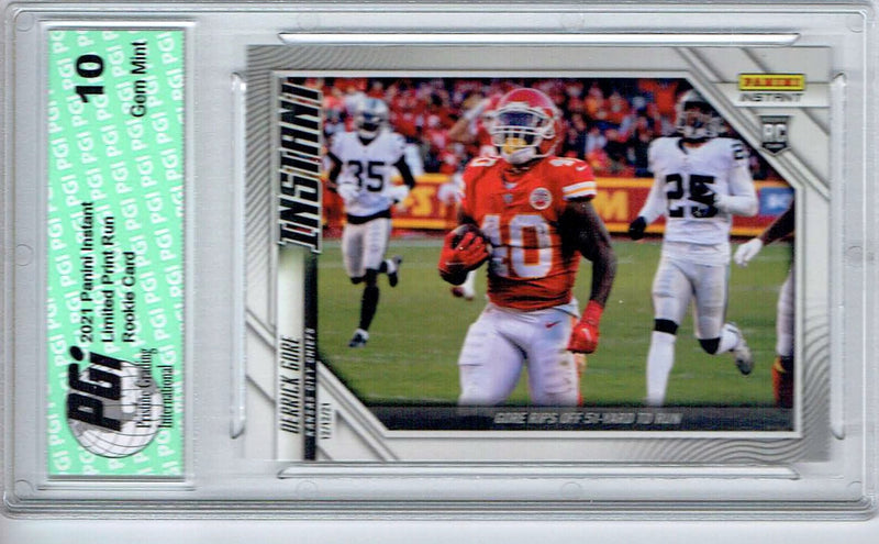 Derrick Gore 2021 Panini Instant #132 Tiny Print Run 1 of 161 Rookie Card PGI 10