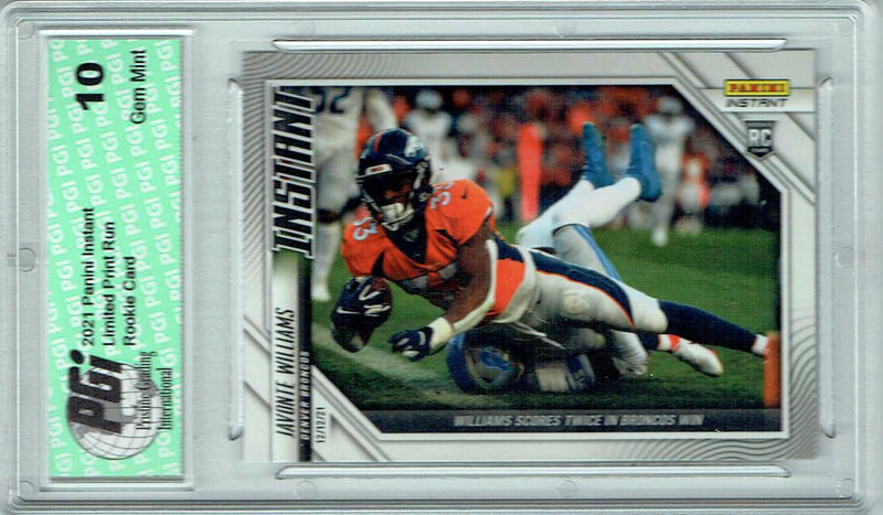 Javonte Williams 2021 Panini Instant #135 Print Run: 1 of 194 Rookie Card PGI 10