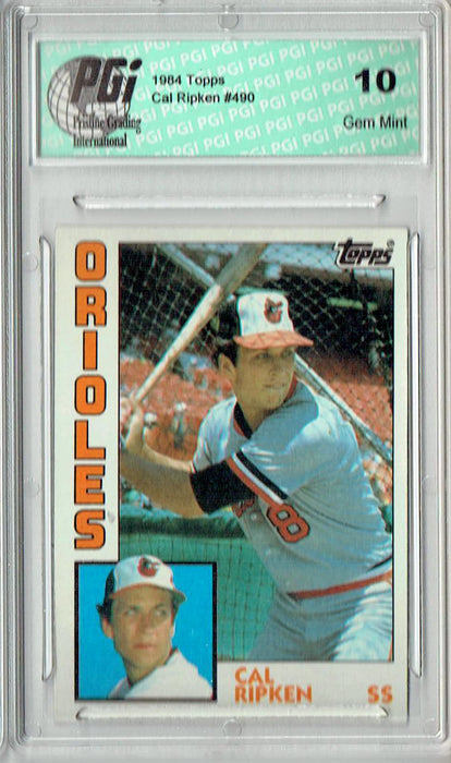 PGI 9 Cal Ripken Jr. 1984 Topps #490 Orioles Hall of Fame Trading Card