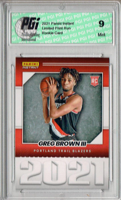 PGI 9 Greg Brown III 2021 Panini Instant #YO-34 Year One 1/387 Made Rookie Card