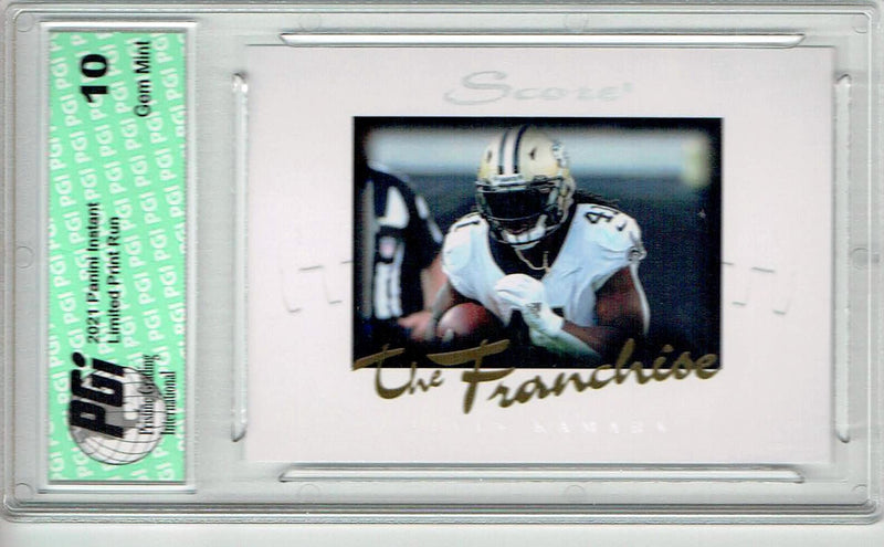 Alvin Kamara 2021 Score #F22 The Franchise 1/1966 Made Trading Card PGI 10