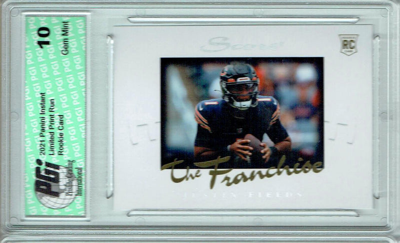 Justin Fields 2021 Score #F6 The Franchise 1/1966 Made Rookie Card PGI 10