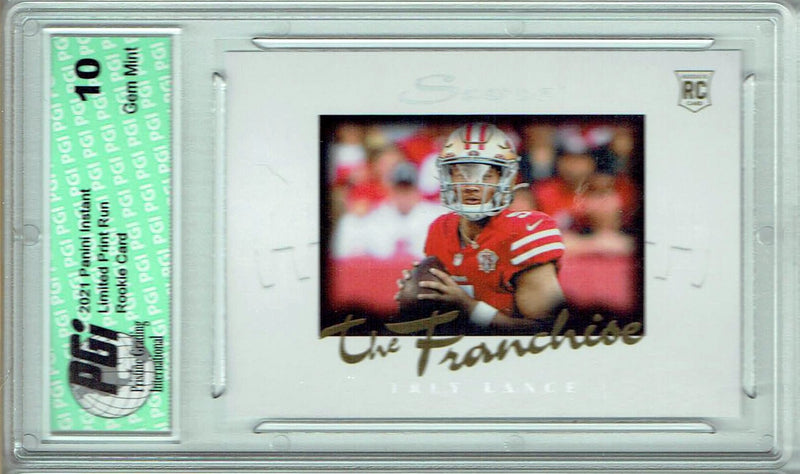 Trey Lance 2021 Score #F28 The Franchise 1/1966 Made Rookie Card PGI 10