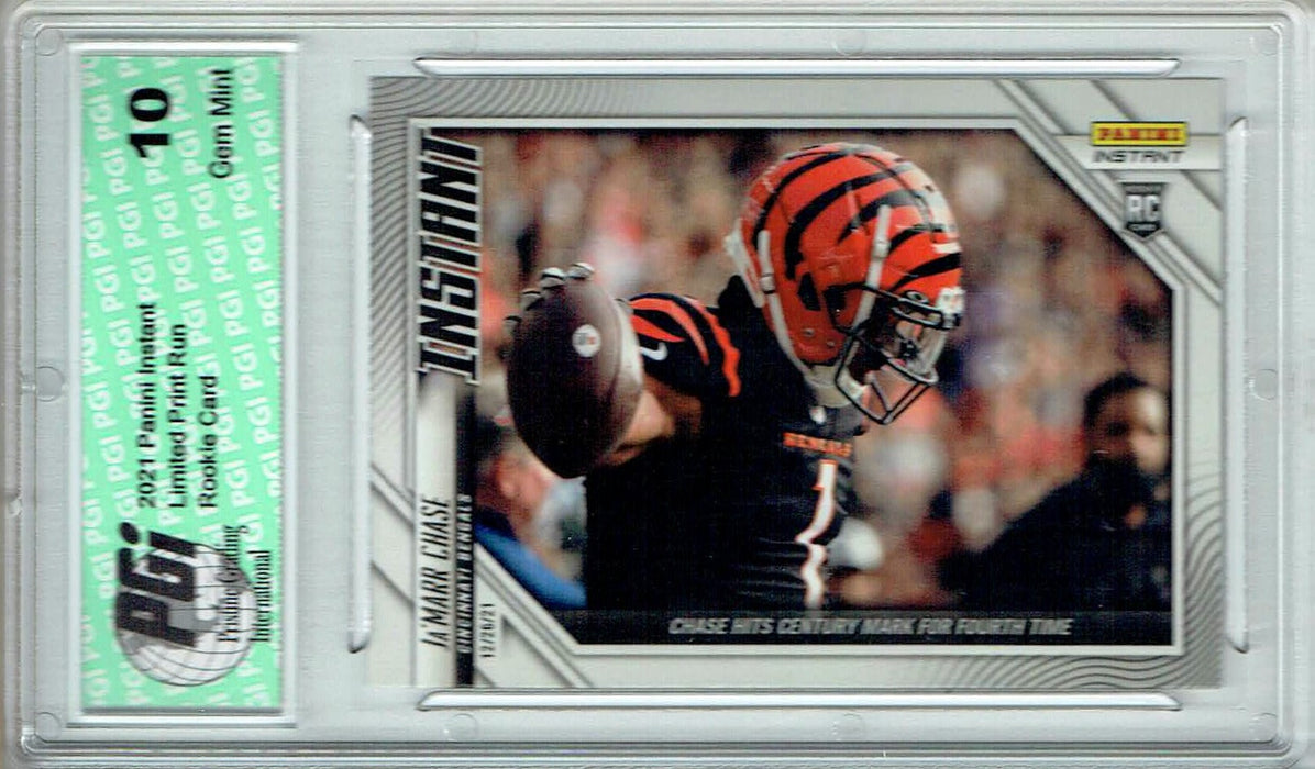 Ja'Marr Chase 2021 Panini Instant #147 Low Print Run: 1/811 Rookie Card PGI 10