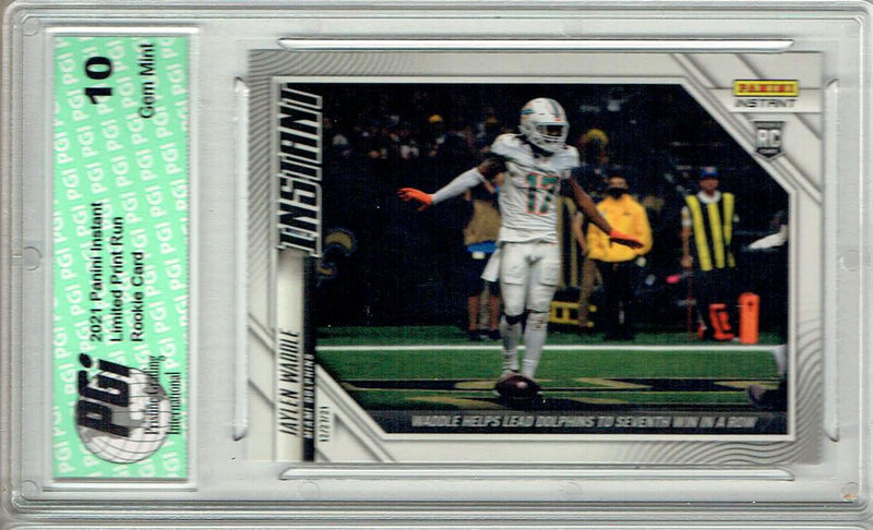 Jaylen Waddle 2021 Panini Instant #156 Low Print Run: 1/301 Rookie Card PGI 10