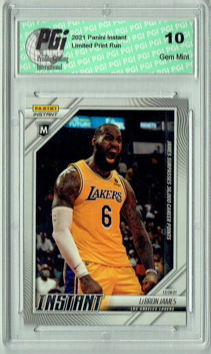 LeBron James 2021 Panini Instant #77 36k Points, 1/1222 made Record Card PGI 10