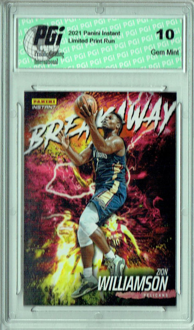 Zion Williamson 2021 Panini Instant #B2 Breakaway 1/2819 Trading Card PGI 10