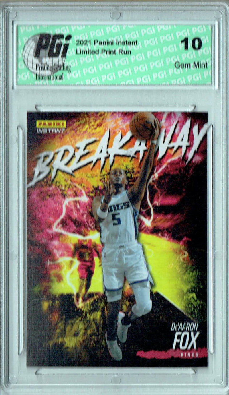 De'Aaron Fox 2021 Panini Instant #B12 Breakaway 1/2819 Rare Trading Card PGI 10