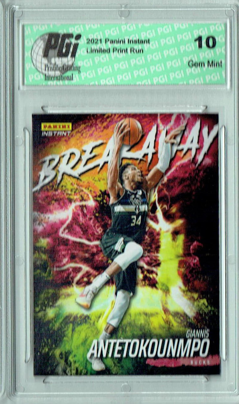 Giannis Antetokounmpo 2021 Panini Instant #B18 Breakaway 1/2819 Rare Card PGI 10