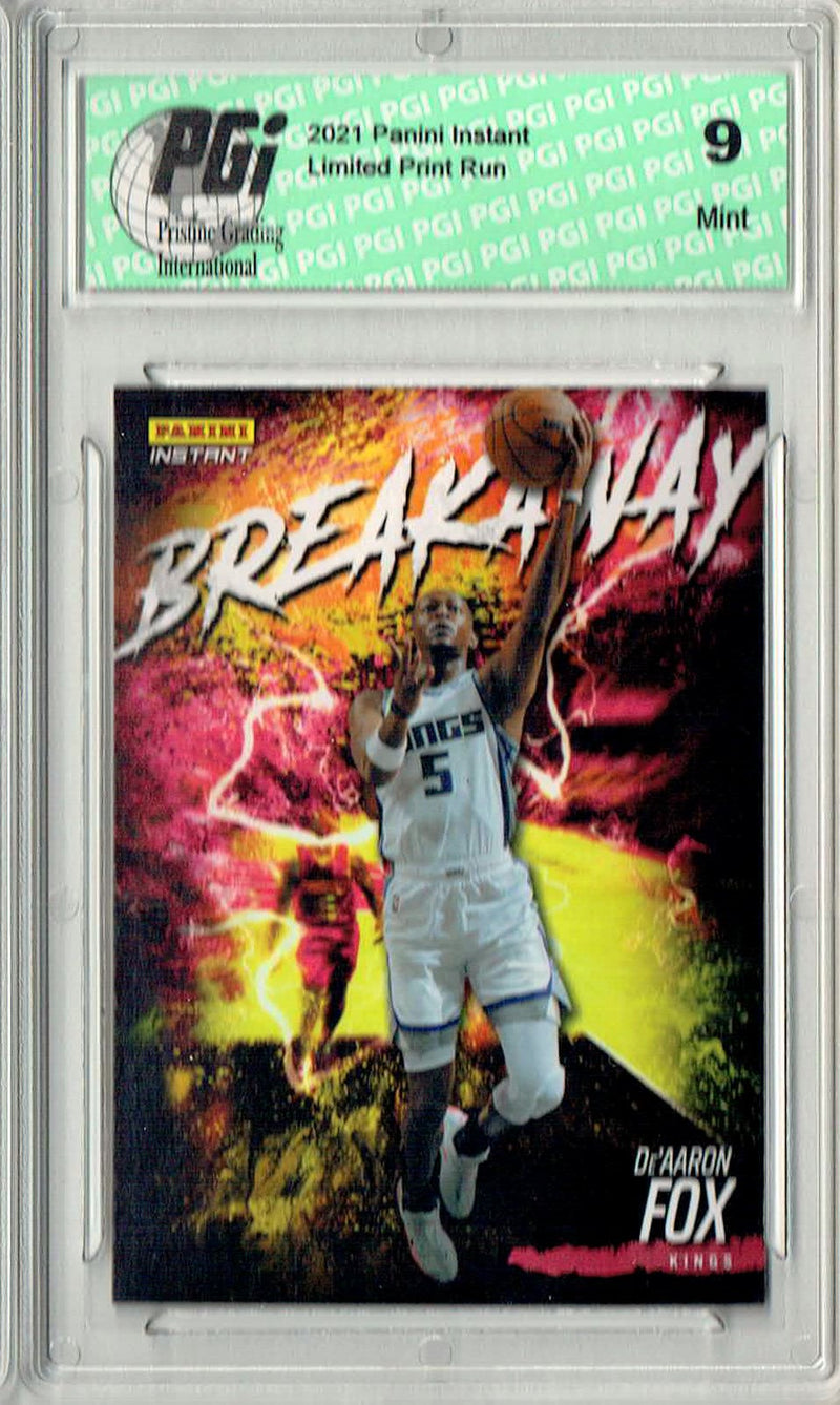 PGI 9 De'Aaron Fox 2021 Panini Instant #B12 Breakaway 1/2819 Rare Trading Card