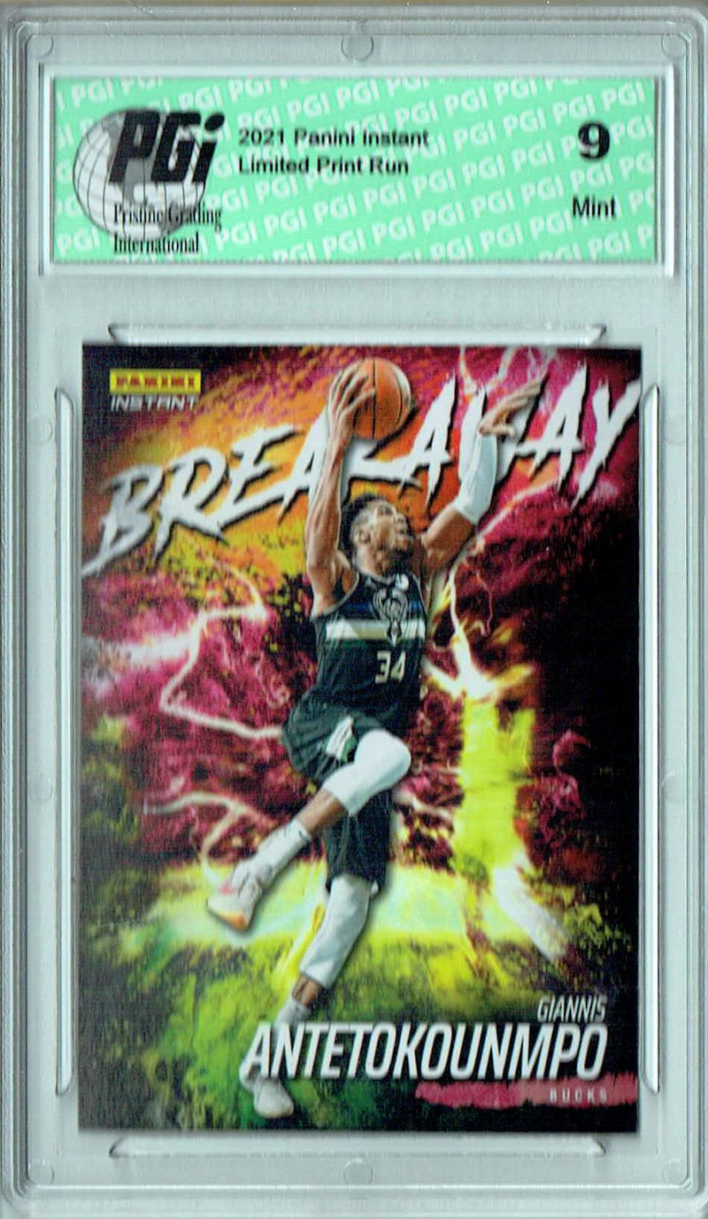 PGI 9 Giannis Antetokounmpo 2021 Panini Instant #B18 Breakaway 1/2819 Rare Card