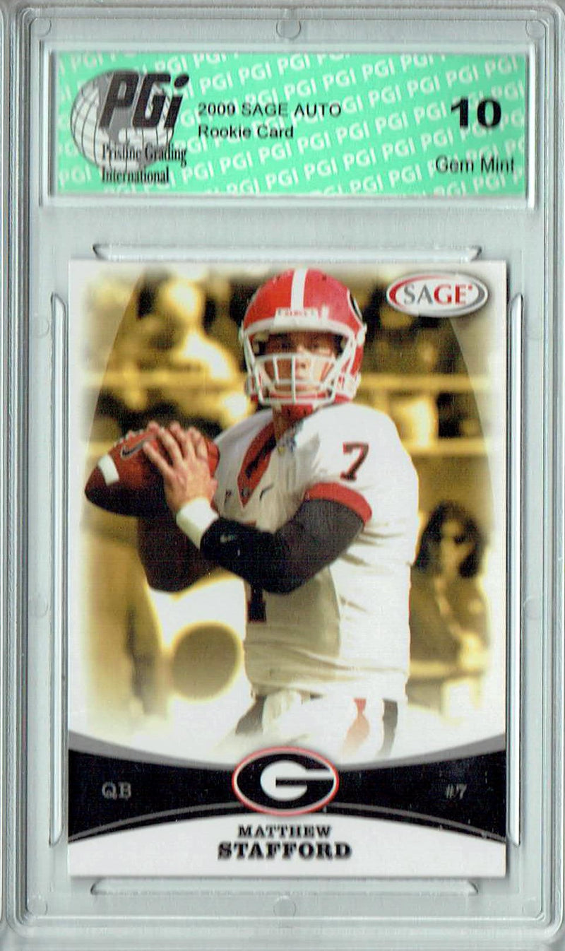 Matthew Stafford 2009 Sage Football #50 Los Angeles Rams Rookie Card PGI 10