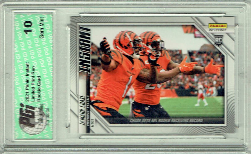 Ja'Marr Chase 2021 Panini Instant #158 NFL Record 1/1127 Rookie Card PGI 10