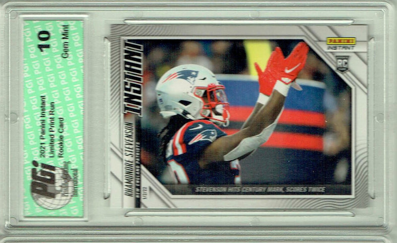 Rhamondre Stevenson 2021 Panini Instant #159 1 of 225 Made Rookie Card PGI 10