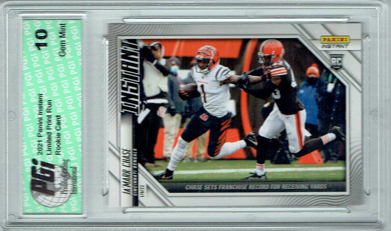Ja'Marr Chase 2021 Panini Instant #171 Tiny Print Run: 1/497 Rookie Card PGI 10