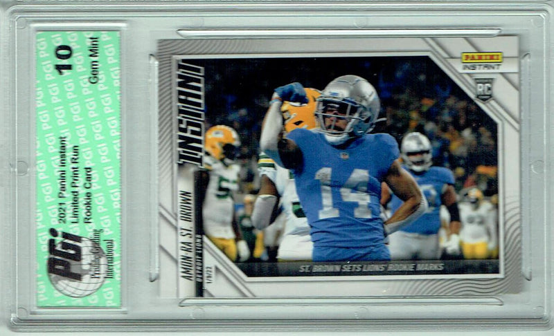 Amon-Ra St. Brown 2021 Panini Instant #172 1 of 242 Made Rookie Card PGI 10