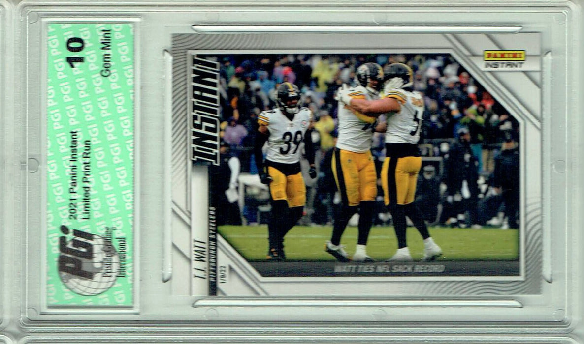 T.J. Watt 2021 Panini Instant #170 Sack Record 1/292 Rare Trading Card PGI 10