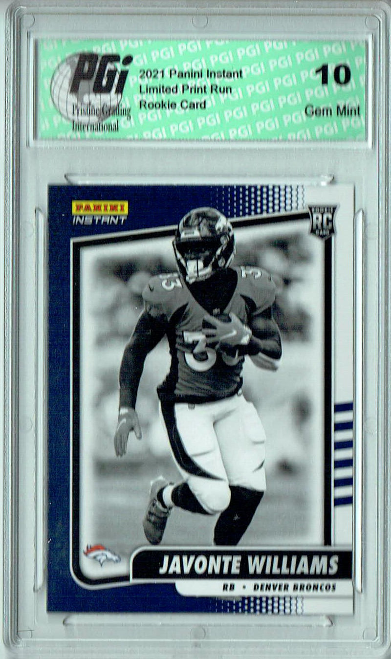 Javonte Williams 2021 Panini Instant #BW15 Black/White 1/2728 Rookie Card PGI 10