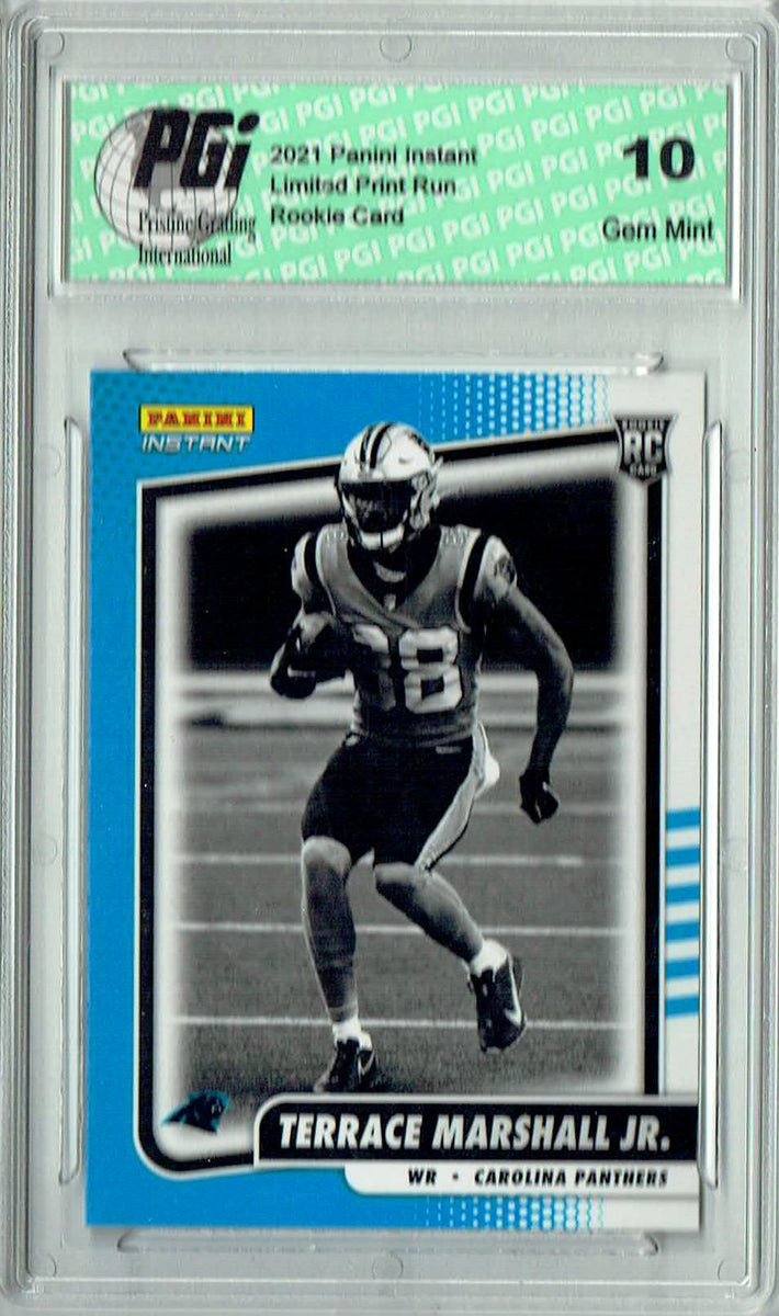 Terrace Marshall Jr. player worn jersey patch football card (Carolina  Panthers) 2021 Panini Absolute Rookie Force #RFTMA