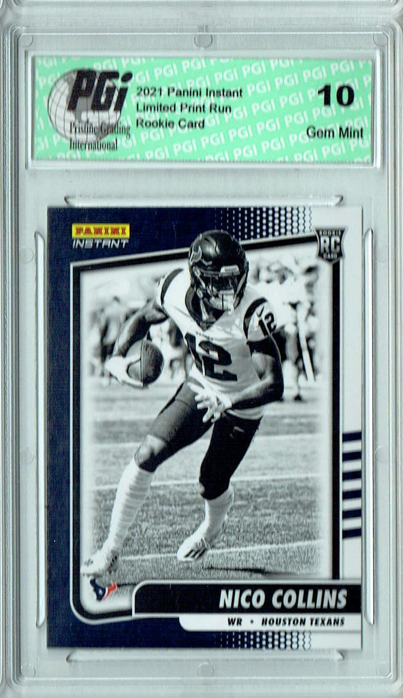 Nico Collins 2021 Panini Instant #BW26 Black & White 1/2728 Rookie Card PGI 10