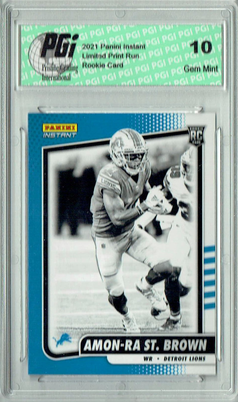 Amon-Ra St. Brown 2021 Panini Instant BW29 Black/White 1/2728 Rookie Card PGI 10
