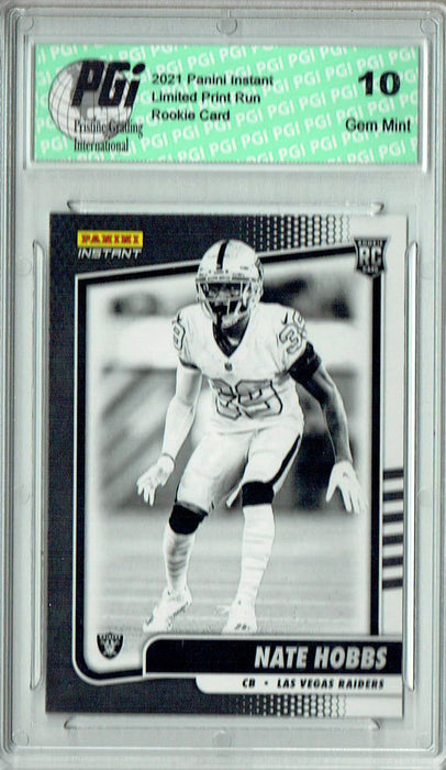 Nate Hobbs 2021 Panini Instant #BW44 Black/White 1/2728 Rookie Card PGI 10