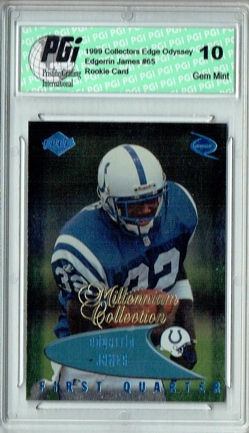 Edgerrin James 2021 Edge #65 1st Quarter Blue Parallel Rookie Card PGI 10