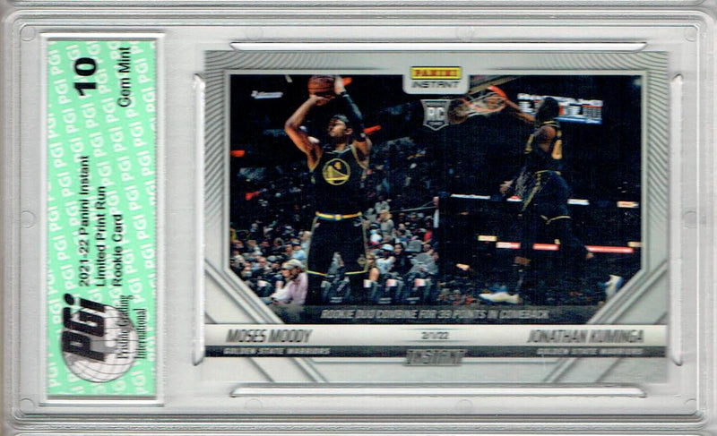 Jonathan Kuminga Moses Moody 2021 Panini Instant #116 Warrior Rookie Card PGI 10