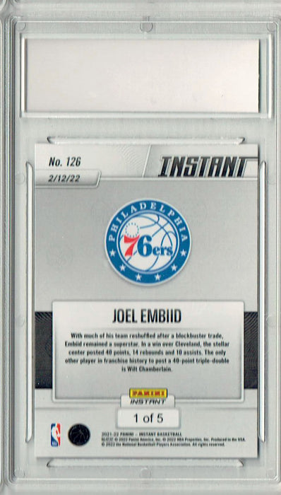 Joel Embiid 2021 Panini Instant #126 Versicolor The #1 of 5 Made Rare Trading Card PGI 10