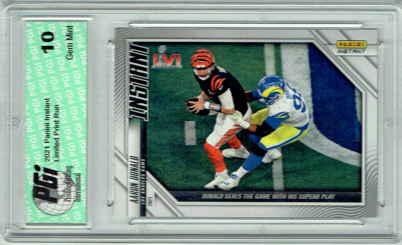 Aaron Donald 2021 Panini Instant #262 Super Bowl Sack Rare Trading Card PGI 10