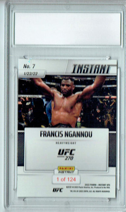 Francis Ngannou 2021 Panini Instant #7 Defends Title 1/124 Trading Card PGI 10