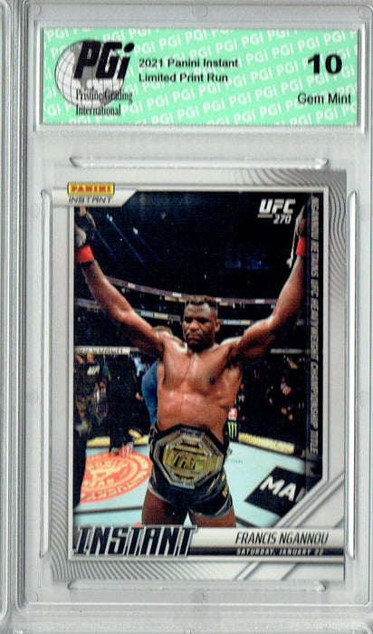 Francis Ngannou 2021 Panini Instant #7 Defends Title 1/124 Trading Card PGI 10