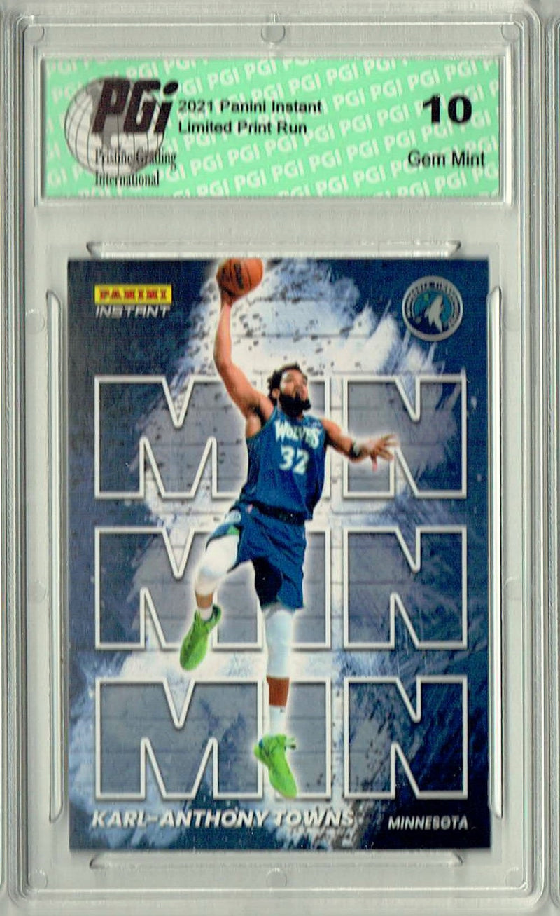 Karl-Anthony Towns 2021 Panini Instant #MC18 My City 1/1496 Trading Card PGI 10